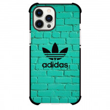 Adidas Phone Case For iPhone Samsung Galaxy Pixel OnePlus Vivo Xiaomi Asus Sony Motorola Nokia - Adidas Logo On Dark Teal Brick Wall Background