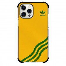 Adidas Phone Case For iPhone Samsung Galaxy Pixel OnePlus Vivo Xiaomi Asus Sony Motorola Nokia - Adidas Logo With Green Wavy Stripes On Yellow Background