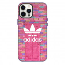 Adidas Phone Case For iPhone Samsung Galaxy Pixel OnePlus Vivo Xiaomi Asus Sony Motorola Nokia - Adidas Logo On Pastel Brick Wall Background