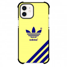 Adidas Phone Case For iPhone Samsung Galaxy Pixel OnePlus Vivo Xiaomi Asus Sony Motorola Nokia - Adidas Logo On Yellow Background With Blue Stripe Background