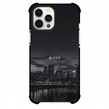 Blvck Paris Phone Case For iPhone Samsung Galaxy Pixel OnePlus Vivo Xiaomi Asus Sony Motorola Nokia - Blvck Paris Logo On Grayscale City Night Background
