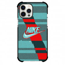 Nike Phone Case For iPhone Samsung Galaxy Pixel OnePlus Vivo Xiaomi Asus Sony Motorola Nokia - Nike Fan Made Logo With Red And Teal Striped Background