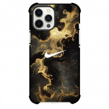 Nike Phone Case For iPhone Samsung Galaxy Pixel OnePlus Vivo Xiaomi Asus Sony Motorola Nokia - Nike Logo On Black And Gold Abstract Marble Background