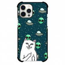 Ripndip Phone Case For iPhone Samsung Galaxy Pixel OnePlus Vivo Xiaomi Asus Sony Motorola Nokia - Ripndip Cat On Alien And Flying Saucer Background