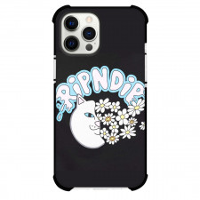 Ripndip Phone Case For iPhone Samsung Galaxy Pixel OnePlus Vivo Xiaomi Asus Sony Motorola Nokia - Ripndip Cat Half Face Flower Sticker On Black Background