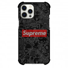Supreme Case For iPhone Samsung Galaxy Pixel OnePlus Vivo Xiaomi Asus Sony Motorola Nokia - Series Logo Skull Doodle Background