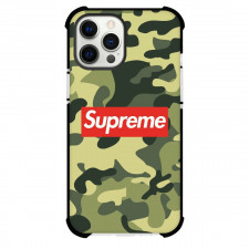 Supreme Case For iPhone Samsung Galaxy Pixel OnePlus Vivo Xiaomi Asus Sony Motorola Nokia - Series Logo In Camo Background