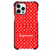 Supreme Case For iPhone Samsung Galaxy Pixel OnePlus Vivo Xiaomi Asus Sony Motorola Nokia - Series Logo With Louis Vuitton Background