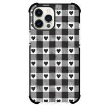 Heart Gingham Phone Case For iPhone Samsung Galaxy Pixel OnePlus Vivo Xiaomi Asus Sony Motorola Nokia - Heart Gingham Black Pattern Art