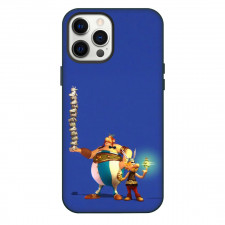 Asterix And Obelix Phone Case For iPhone Samsung Galaxy Pixel OnePlus Vivo Xiaomi Asus Sony Motorola Nokia - Fierce Portrait In Blue Background