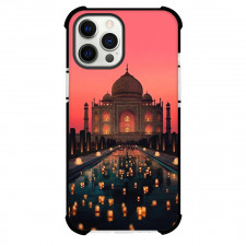 Famous Attraction Phone Case For iPhone Samsung Galaxy Pixel OnePlus Vivo Xiaomi Asus Sony Motorola Nokia - Taj Mahal At Night With Full Light Red Sky
