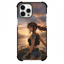 Black Lagoon Revy Phone Case For iPhone Samsung Galaxy Pixel OnePlus Vivo Xiaomi Asus Sony Motorola Nokia - Revy Smoking On A Boat At Sunset Poster
