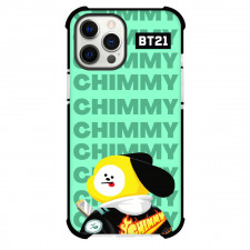 BT21 Chimmy Phone Case For iPhone Samsung Galaxy Pixel OnePlus Vivo Xiaomi Asus Sony Motorola Nokia - Chimmy Look Back On Word Art Green Background