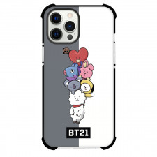 BT21 Phone Case For iPhone Samsung Galaxy Pixel OnePlus Vivo Xiaomi Asus Sony Motorola Nokia - BT21 Cute Cartoon Art In Gray And White Background