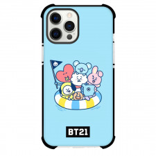 BT21 Phone Case For iPhone Samsung Galaxy Pixel OnePlus Vivo Xiaomi Asus Sony Motorola Nokia - BT21 Floating On A Tube Blue Background