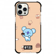 BT21 Koya Phone Case For iPhone Samsung Galaxy Pixel OnePlus Vivo Xiaomi Asus Sony Motorola Nokia - Koya Carrying Cake On Beige Background