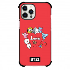 BT21 Phone Case For iPhone Samsung Galaxy Pixel OnePlus Vivo Xiaomi Asus Sony Motorola Nokia - BT21 Member Holding Heart On Red Background
