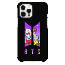 BT21 Phone Case For iPhone Samsung Galaxy Pixel OnePlus Vivo Xiaomi Asus Sony Motorola Nokia - BT21 Member Inside the BTS Logo On Black Background