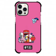 BT21 Phone Case For iPhone Samsung Galaxy Pixel OnePlus Vivo Xiaomi Asus Sony Motorola Nokia - BT21 Member In London Pink Background