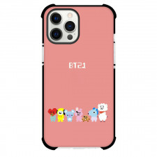 BT21 Phone Case For iPhone Samsung Galaxy Pixel OnePlus Vivo Xiaomi Asus Sony Motorola Nokia - BT21 Member Pixel Art Standing On Pink Background