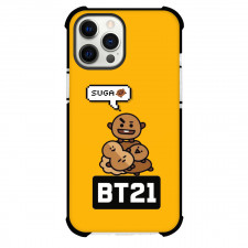 BT21 Shooky Phone Case For iPhone Samsung Galaxy Pixel OnePlus Vivo Xiaomi Asus Sony Motorola Nokia - Shooky Suga On Orange Background