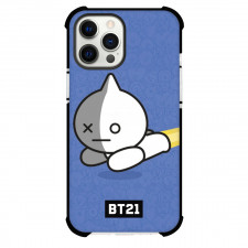 BT21 Van Phone Case For iPhone And Samsung Galaxy - Van On Blue Pattern Art Background