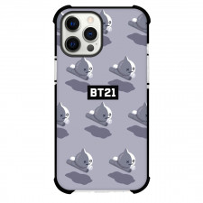 BT21 Van Phone Case For iPhone And Samsung Galaxy - Van Takes Flight Pattern Art On Gray Background