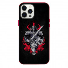 Berserk Skull Knight Phone Case For iPhone Samsung Galaxy Pixel OnePlus Vivo Xiaomi Asus Sony Motorola Nokia - Berserk Skull Knight Grayscale And Red Illustration Art On Black Background