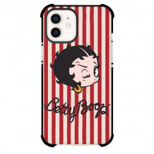 Betty Boop Phone Case For iPhone Samsung Galaxy Pixel OnePlus Vivo Xiaomi Asus Sony Motorola Nokia - Betty Boop Wink Side Portrait Red Stripes Background