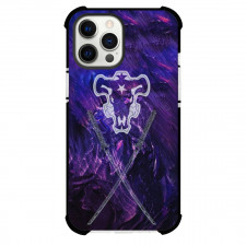 Black Clover Black Bull Phone Case For iPhone Samsung Galaxy Pixel OnePlus Vivo Xiaomi Asus Sony Motorola Nokia - Black Bull Logo In Blue Violet Background