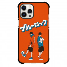 Blue Lock Phone Case For iPhone Samsung Galaxy Pixel OnePlus Vivo Xiaomi Asus Sony Motorola Nokia - Rin Itoshi Yoichi Isagi Illustration On Orange Background