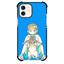 Blue Box Chinatsu Kano Phone Case For iPhone Samsung Galaxy Pixel OnePlus Vivo Xiaomi Asus Sony Motorola Nokia - Chinatsu Kano Sitting With A Cat Manga Drawing On Blue Background