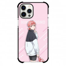 Blue Box Hina Chono Phone Case For iPhone Samsung Galaxy Pixel OnePlus Vivo Xiaomi Asus Sony Motorola Nokia - Hina Chono Looking Back Anime Art On Pink Background