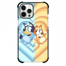 Bluey Phone Case For iPhone and Samsung Galaxy Devices - Bluey And Bingo Heart Pattern Background