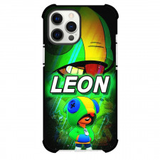 Brawl Stars Leon Phone Case For iPhone Samsung Galaxy Pixel OnePlus Vivo Xiaomi Asus Sony Motorola Nokia - Brawl Stars Leon Standing On Neon Background