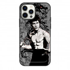 Bruce Lee Phone Case For iPhone Samsung Galaxy Pixel OnePlus Vivo Xiaomi Asus Sony Motorola Nokia - Bruce Lee Grayscale Portrait In Dragon Background