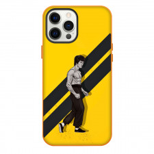 Bruce Lee Phone Case For iPhone Samsung Galaxy Pixel OnePlus Vivo Xiaomi Asus Sony Motorola Nokia - Bruce Lee Portrait Cartoon Art In Yellow Black Stripe Background