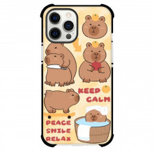 Capybara Phone Case For iPhone Samsung Galaxy Pixel OnePlus Vivo Xiaomi Asus Sony Motorola Nokia - Capybara Collage Keep Calm Yellow Backgound