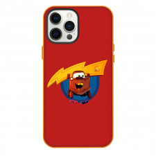 Cars Mater Phone Case For iPhone Samsung Galaxy Pixel OnePlus Vivo Xiaomi Asus Sony Motorola Nokia - Mater Cartoon Art On Lightning Logo Red Background