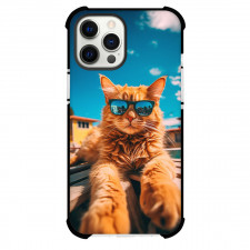 Cat Phone Case For iPhone Samsung Galaxy Pixel OnePlus Vivo Xiaomi Asus Sony Motorola Nokia - Golden Maine Coon Wearing Sunglasses And Sitting Poster