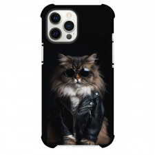 Persian Cat Phone Case For iPhone Samsung Galaxy Pixel OnePlus Vivo Xiaomi Asus Sony Motorola Nokia - Persian Cat Wearing Sunglasses And Jacket On Black Background