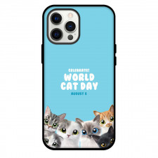 Cat Phone Case For iPhone Samsung Galaxy Pixel OnePlus Vivo Xiaomi Asus Sony Motorola Nokia - World Cat Day Poster Blue Background