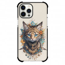 Cat Phone Case For iPhone Samsung Galaxy Pixel OnePlus Vivo Xiaomi Asus Sony Motorola Nokia - Cat Wearing Ornaments Portrait On Beige Background