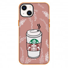 Starbucks Phone Case For iPhone Samsung Galaxy Pixel OnePlus Vivo Xiaomi Asus Sony Motorola Nokia - Starbucks Coffee Illustration Art On Pink White Floral Background
