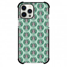 Starbucks Phone Case For iPhone Samsung Galaxy Pixel OnePlus Vivo Xiaomi Asus Sony Motorola Nokia - Starbucks Logo Pattern Art Cyan Background