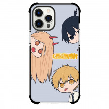 Chainsaw Man Phone Case For iPhone Samsung Galaxy Pixel OnePlus Vivo Xiaomi Asus Sony Motorola Nokia - Chainsaw Man Characters Chibi Art On Purple Background