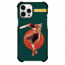 Chainsaw Man Denji Phone Case For iPhone Samsung Galaxy Pixel OnePlus Vivo Xiaomi Asus Sony Motorola Nokia - Denji Jumping On Olive Background