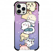 Chiikawa Phone Case For iPhone Samsung Galaxy Pixel OnePlus Vivo Xiaomi Asus Sony Motorola Nokia - Chiikawa All Chibi in One Row with Purple Pattern Background
