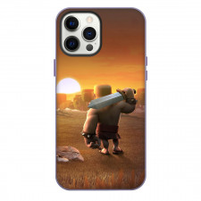Clash of Clans Barbarian Phone Case For iPhone Samsung Galaxy Pixel OnePlus Vivo Xiaomi Asus Sony Motorola Nokia - Barbarian Standing On Sunset Background