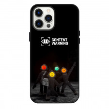 Content Warning Phone Case For iPhone Samsung Galaxy Pixel OnePlus Vivo Xiaomi Asus Sony Motorola Nokia - Content Warning Characters Silly Pose Game Poster